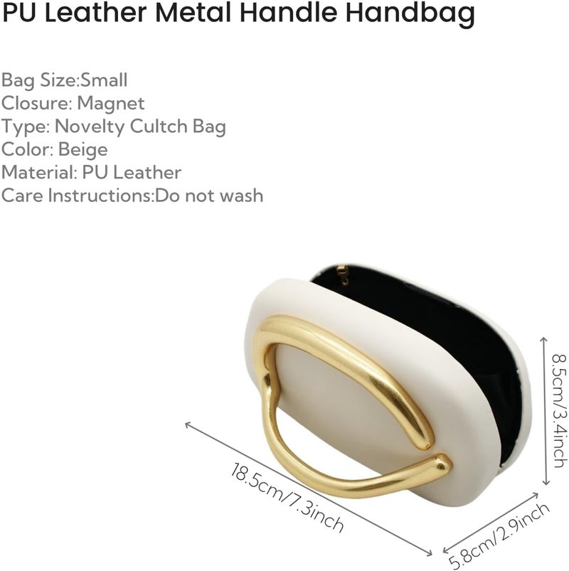 Tasysain Women PU Leather Metal Handle Handbag Trendy Commuting Compact Stone Purse Hand-held Causal Shoulder Clutch Bag - Image 4